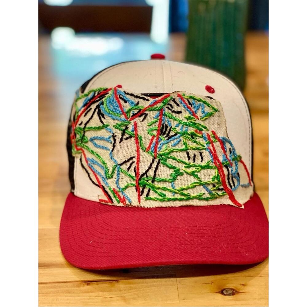 Rare Hand-Stitched Vail Ski Map Hat | Custom Embroidery